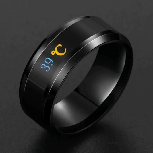 Smart Sensor Stainless Steel Body Temperature Ring with Real-Time Display