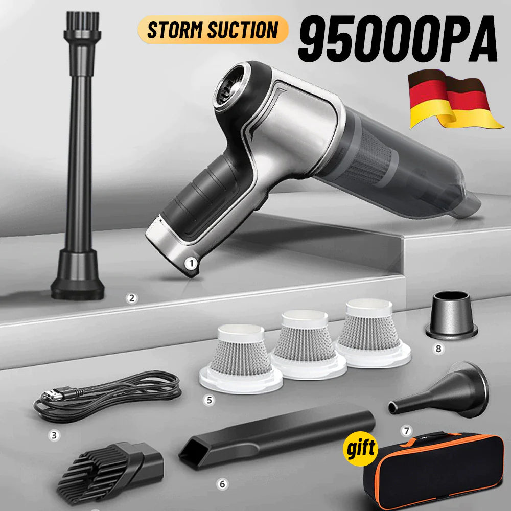 95000Pa Wireless Handheld Car Vacuum Cleaner with Strong Suction for Home and Auto Dual Use Mini Appliance