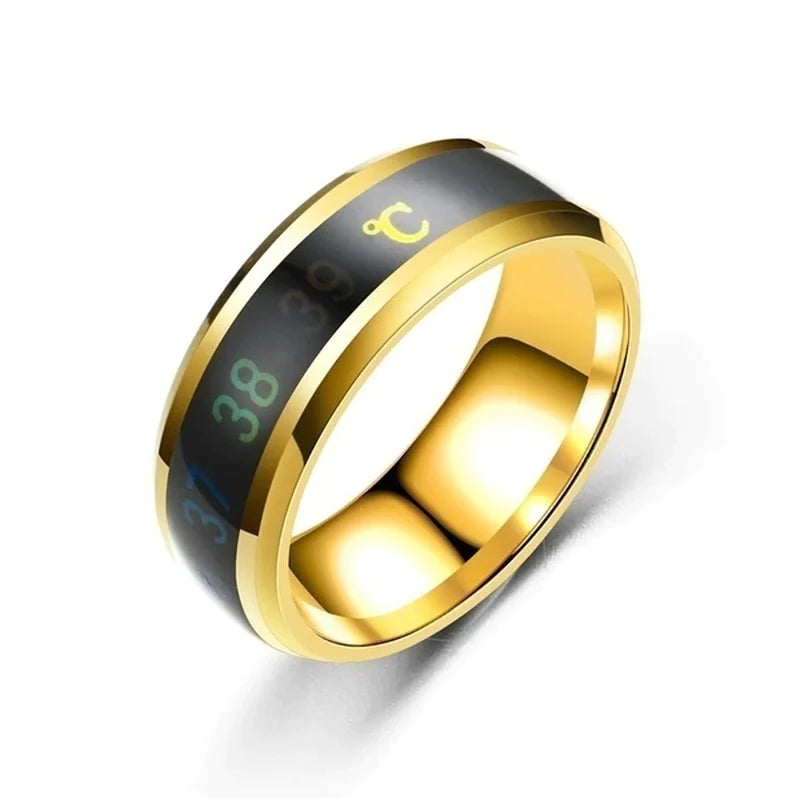 Smart Sensor Stainless Steel Body Temperature Ring with Real-Time Display
