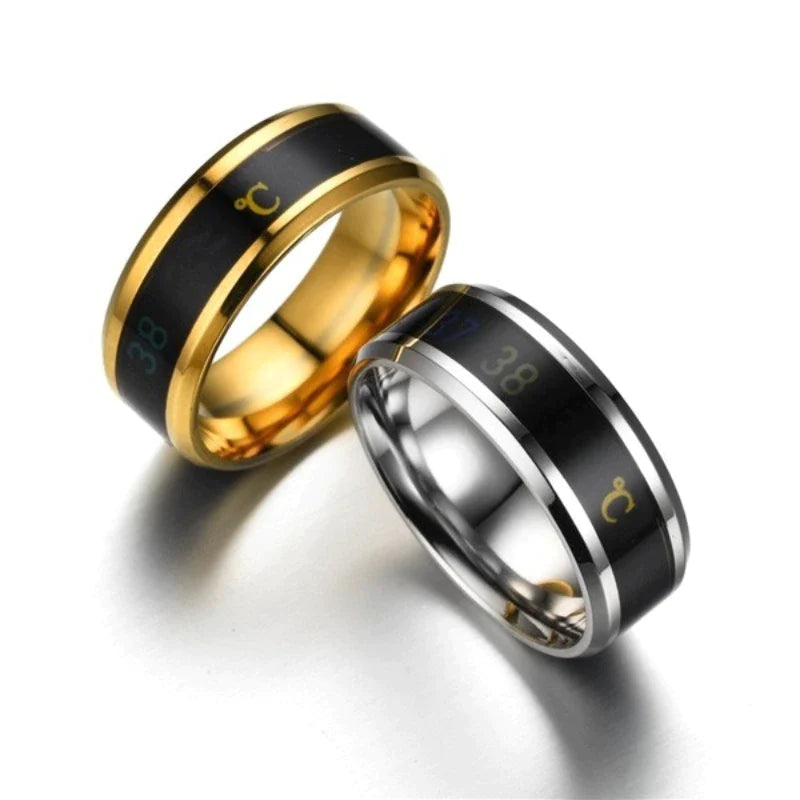 Smart Sensor Stainless Steel Body Temperature Ring with Real-Time Display