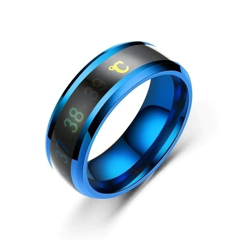 Smart Sensor Stainless Steel Body Temperature Ring with Real-Time Display