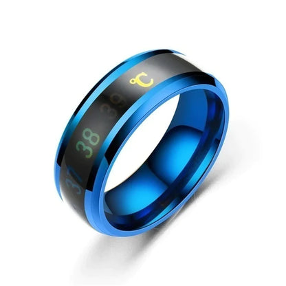Smart Sensor Stainless Steel Body Temperature Ring with Real-Time Display