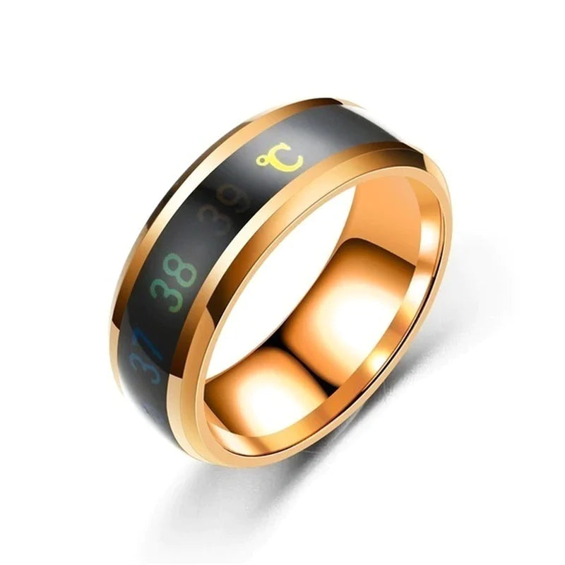 Smart Sensor Stainless Steel Body Temperature Ring with Real-Time Display