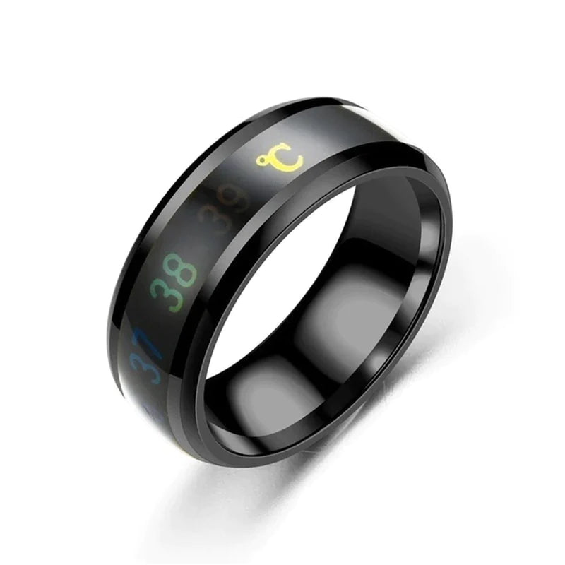 Smart Sensor Stainless Steel Body Temperature Ring with Real-Time Display