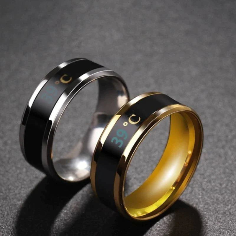Smart Sensor Stainless Steel Body Temperature Ring with Real-Time Display