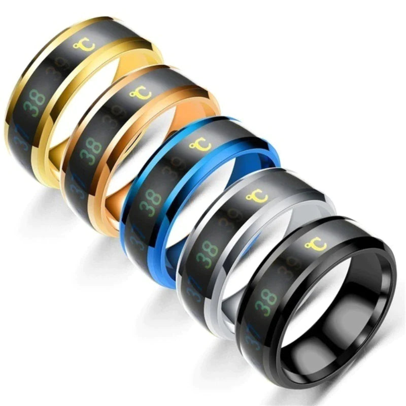 Smart Sensor Stainless Steel Body Temperature Ring with Real-Time Display