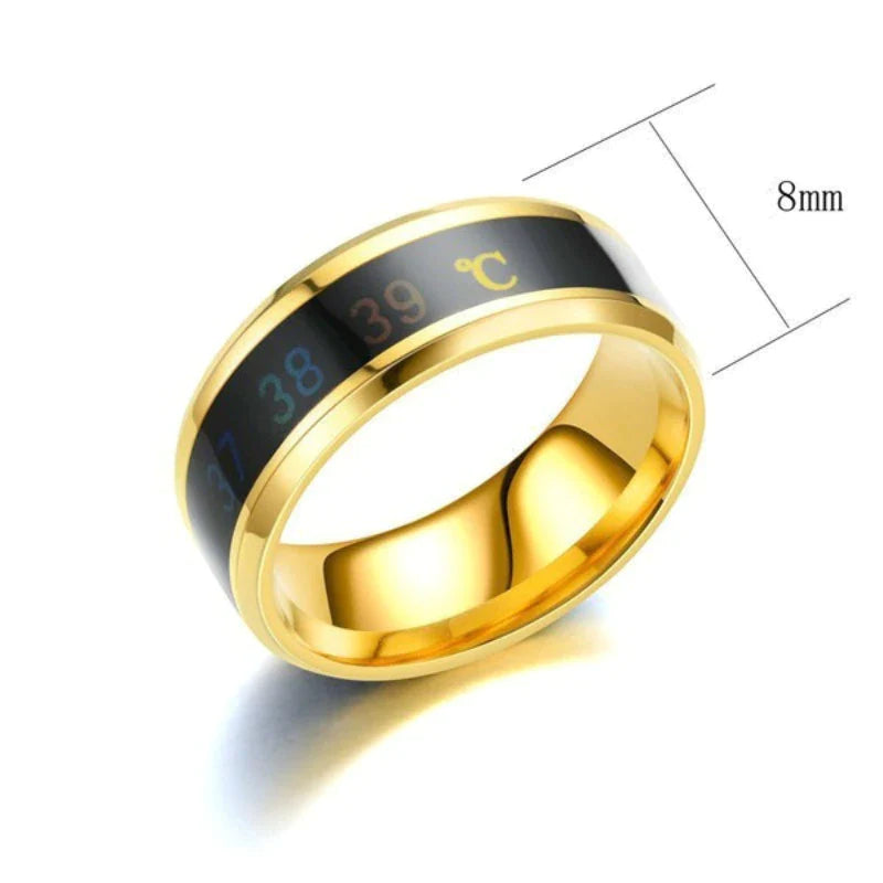 Smart Sensor Stainless Steel Body Temperature Ring with Real-Time Display