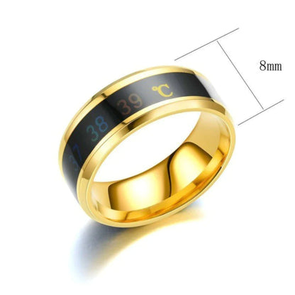 Smart Sensor Stainless Steel Body Temperature Ring with Real-Time Display