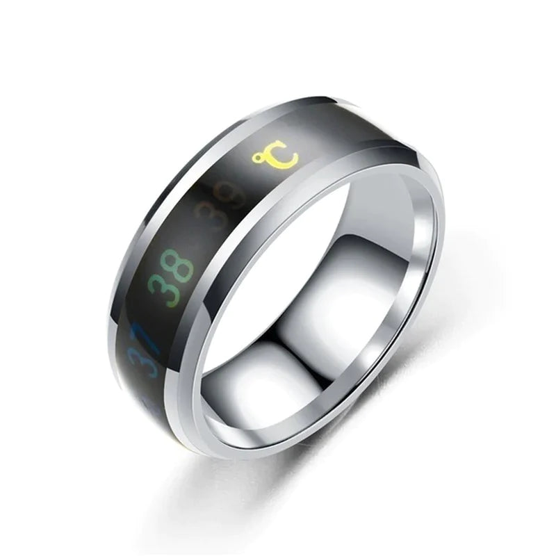 Smart Sensor Stainless Steel Body Temperature Ring with Real-Time Display